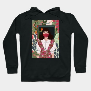 Girl with mask. Exotic interior Hoodie
